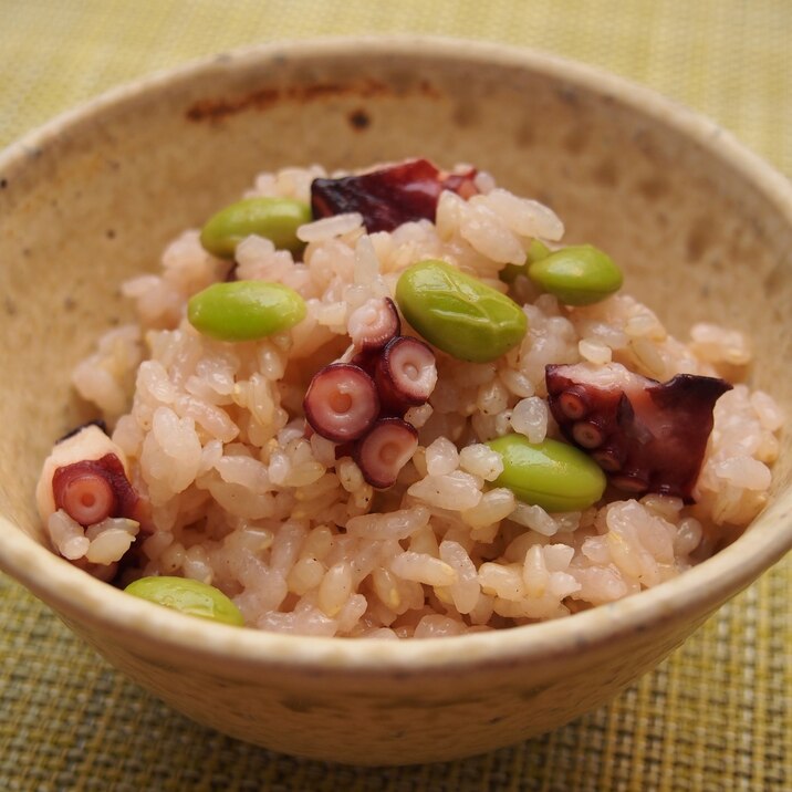 たこと枝豆の炊き込みご飯